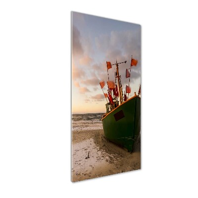 Glass wall art Fishing boat