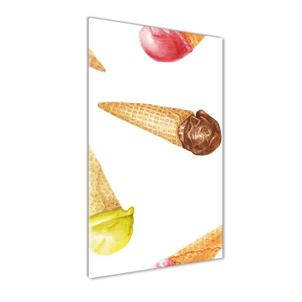 Wall art on glass Ice cream in waffle