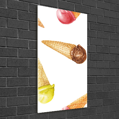 Wall art on glass Ice cream in waffle