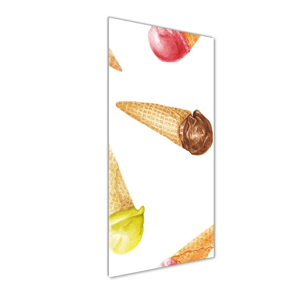 Wall art on glass Ice cream in waffle