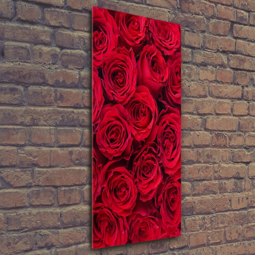 Glass wall art Red rose