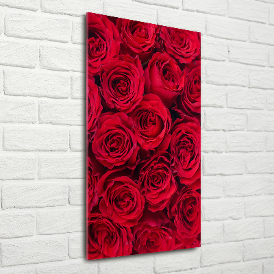 Glass wall art Red rose