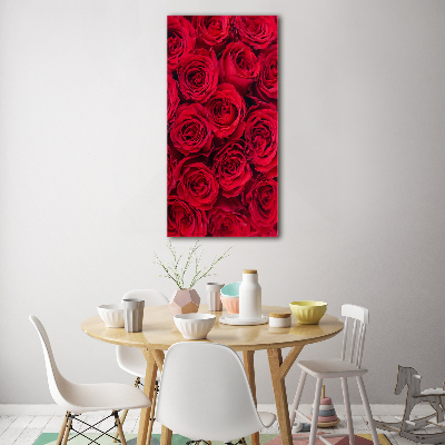 Glass wall art Red rose