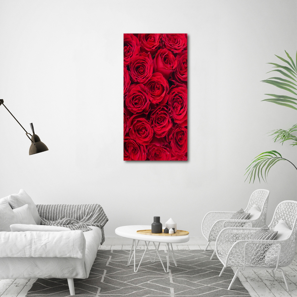 Glass wall art Red rose