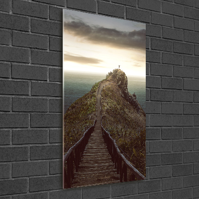 Glass wall art Path on the rock