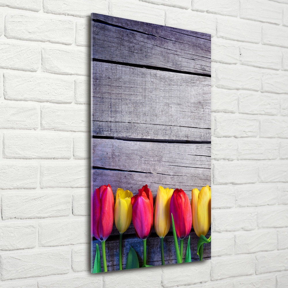 Print on a a glass Colorful tulips