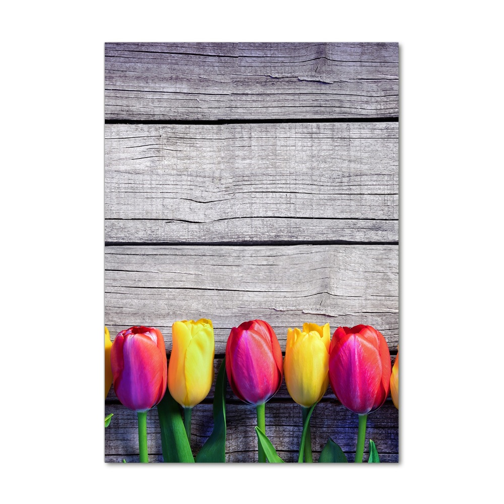 Print on a a glass Colorful tulips