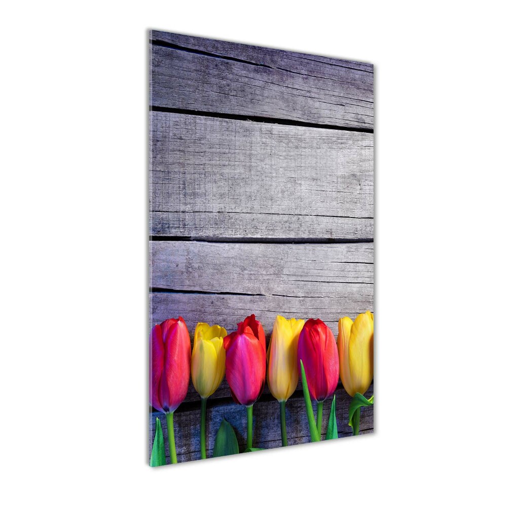 Print on a a glass Colorful tulips