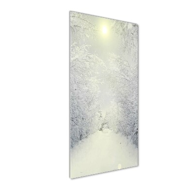 Glass wall art Forest in winter