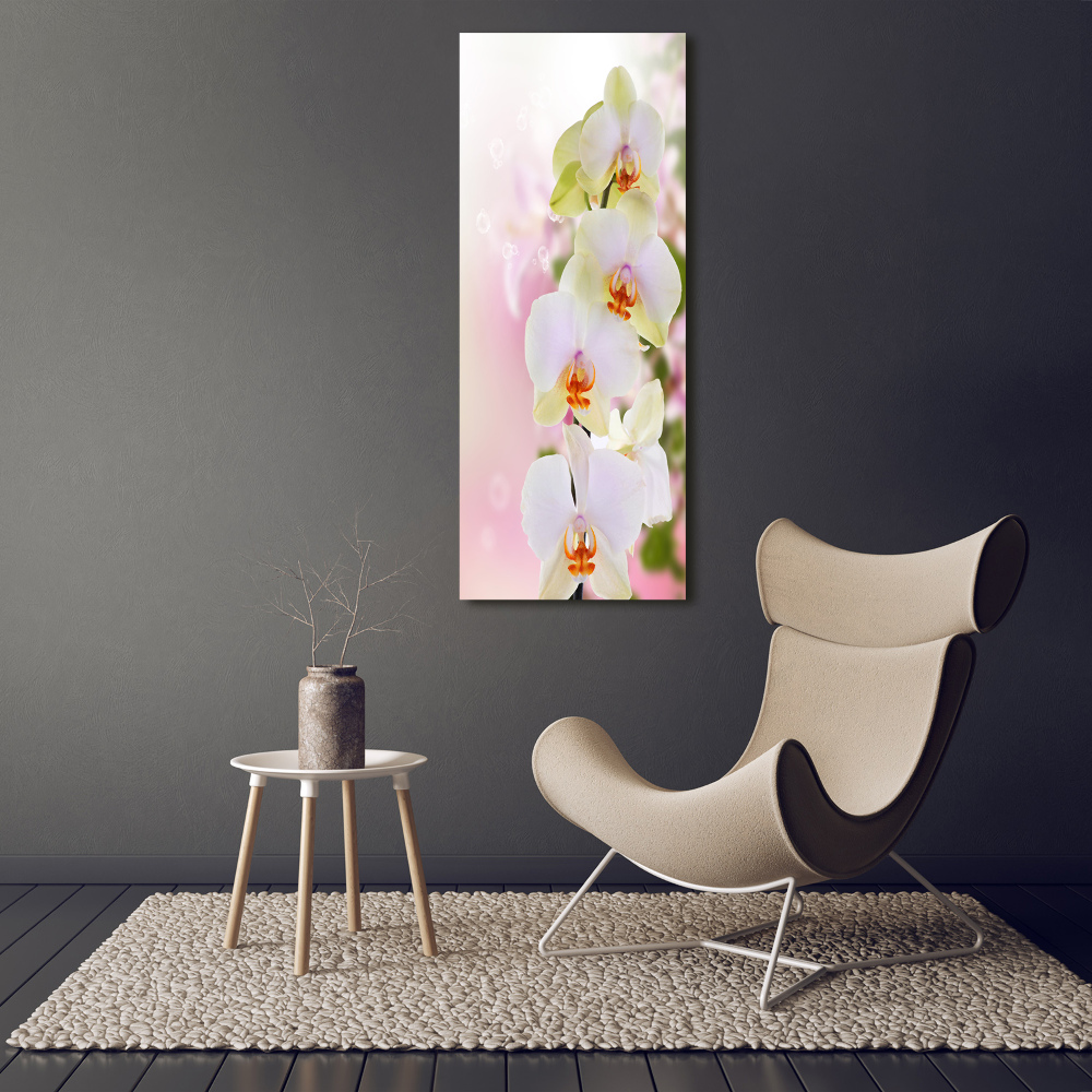 Glass art picture White orchid