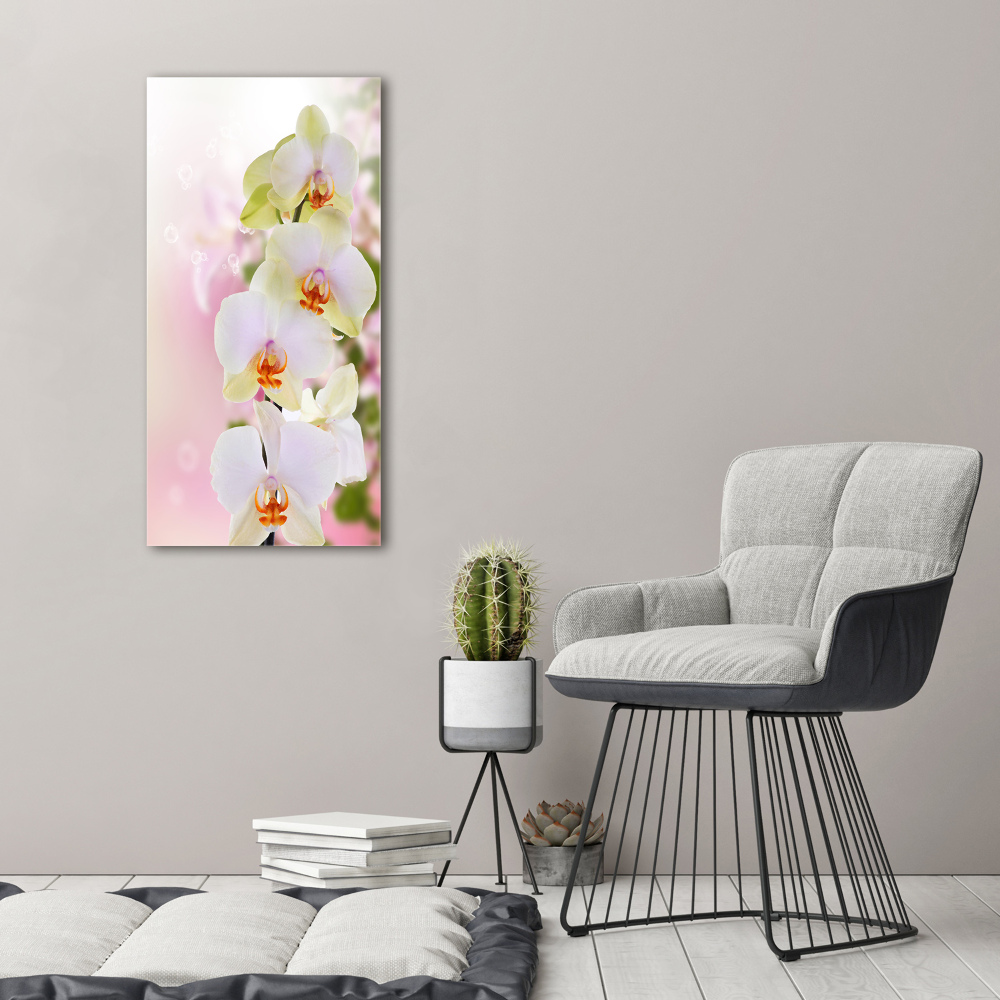 Glass art picture White orchid