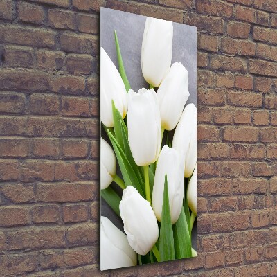 Photo printed on glass White tulips