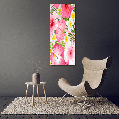 Wall art on glass Tropical flowers