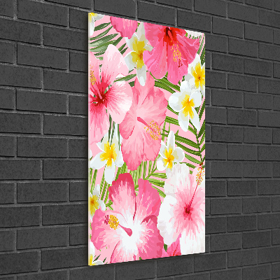 Wall art on glass Tropical flowers