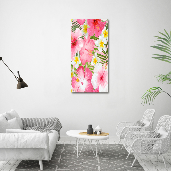 Wall art on glass Tropical flowers