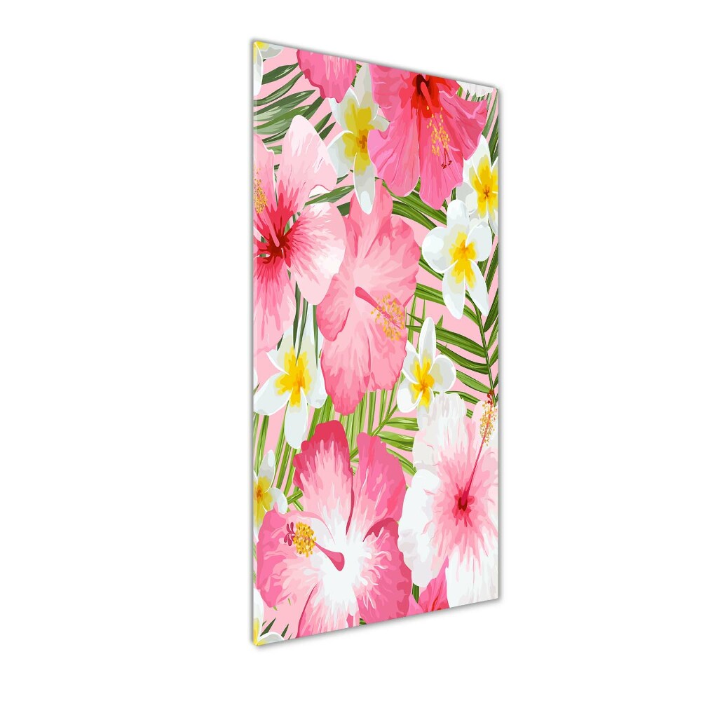 Wall art on glass Tropical flowers