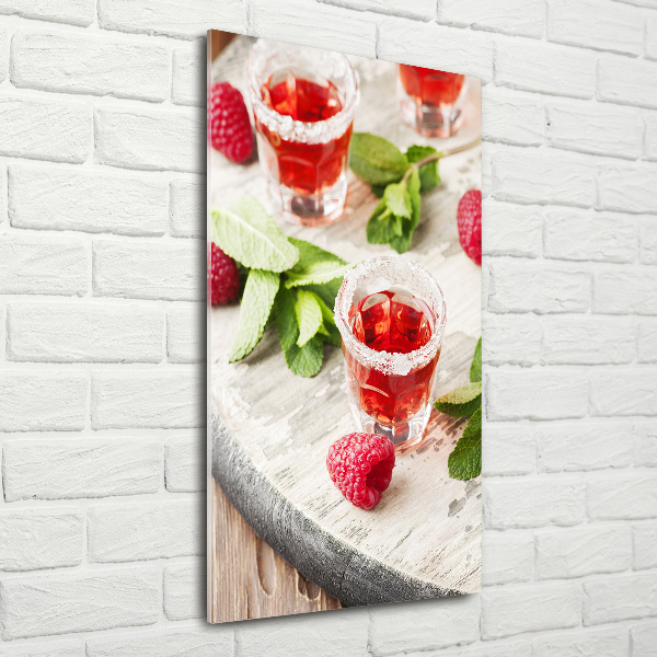 Glass wall art Raspberries and drinks