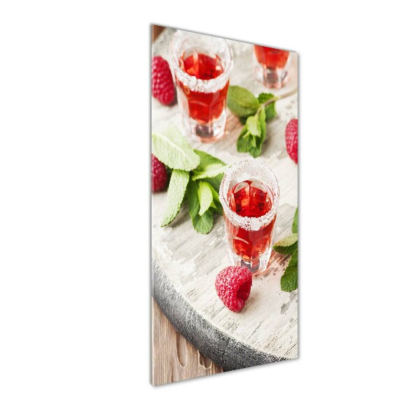 Glass wall art Raspberries and drinks