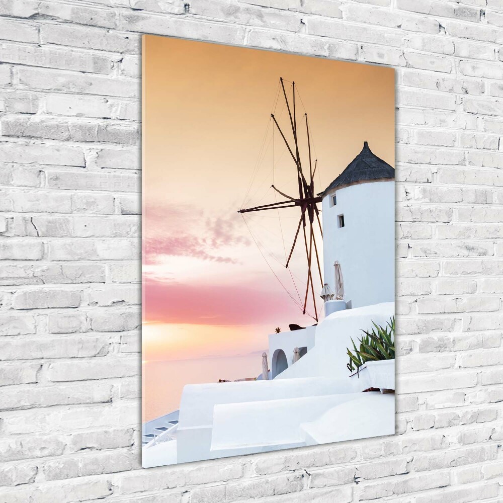 Glass wall art Santorini Greece