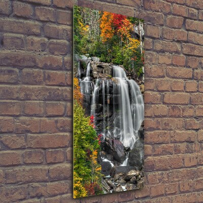 Glass art picture Waterfall in autumn