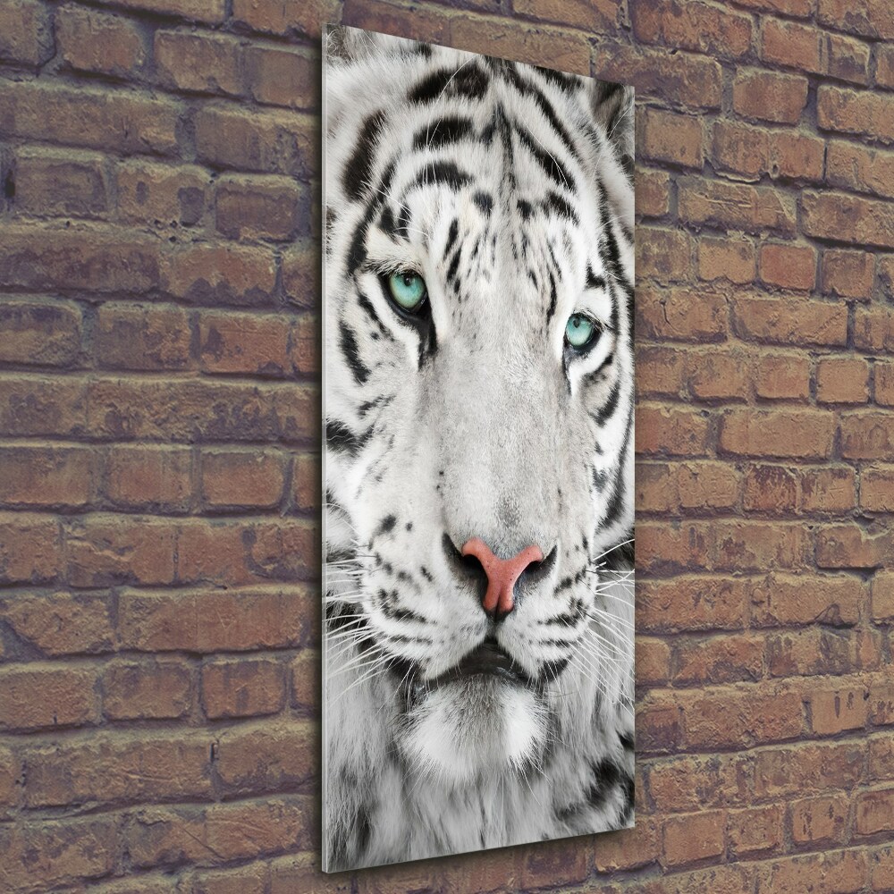 Wall art on glass White Tiger