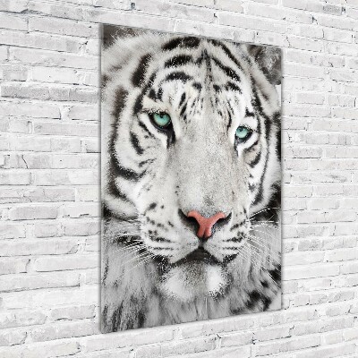 Wall art on glass White Tiger