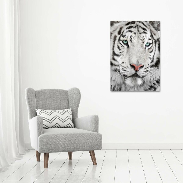 Wall art on glass White Tiger