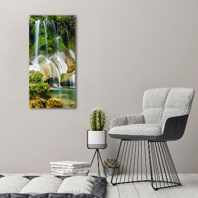 Photo printed on glass Waterfall in the jungle