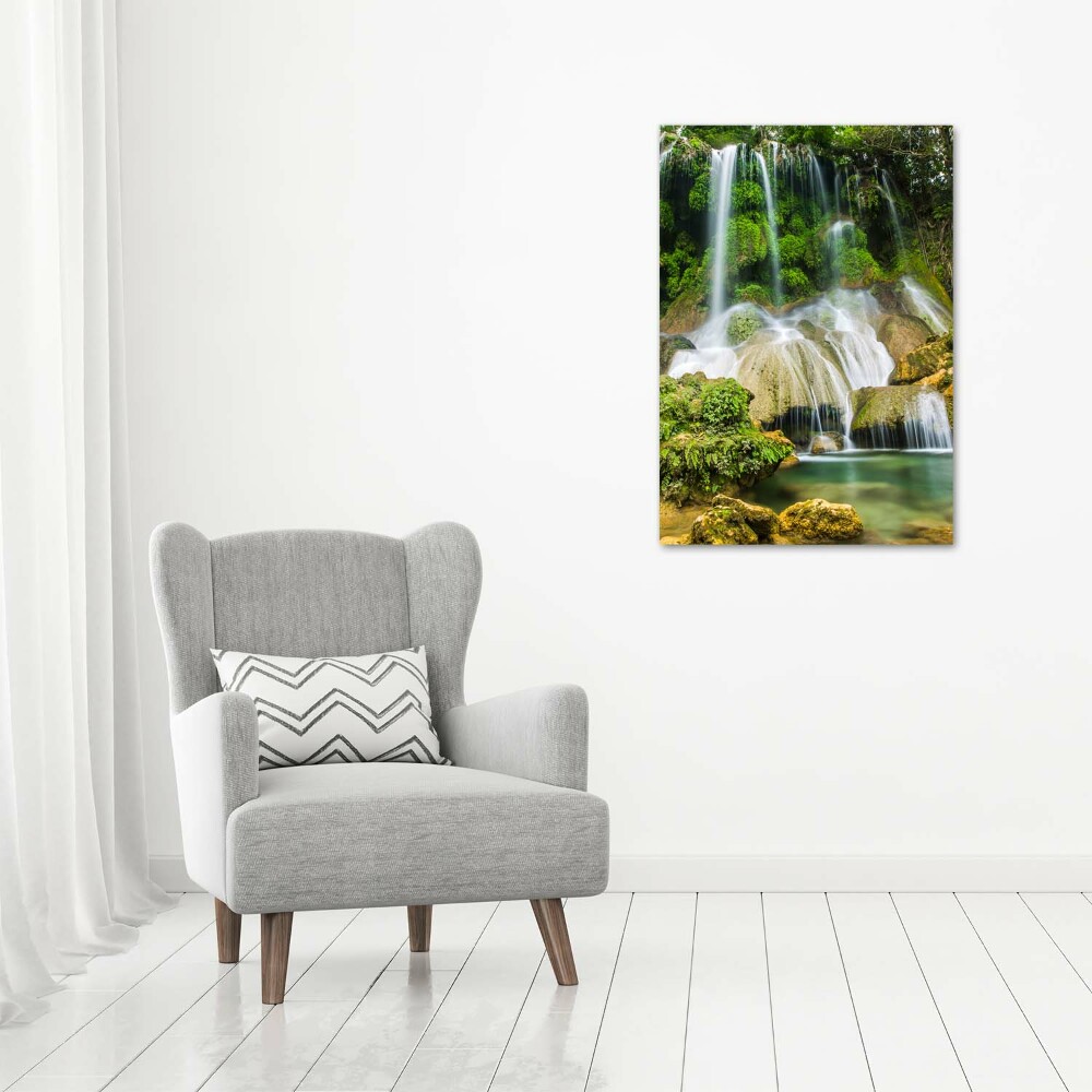 Photo printed on glass Waterfall in the jungle