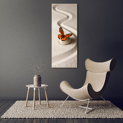 Wall art on glass Zen stone and butterfly