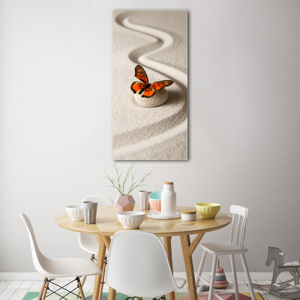 Wall art on glass Zen stone and butterfly