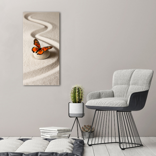 Wall art on glass Zen stone and butterfly