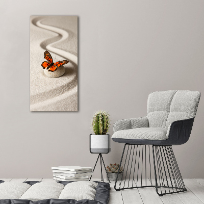 Wall art on glass Zen stone and butterfly