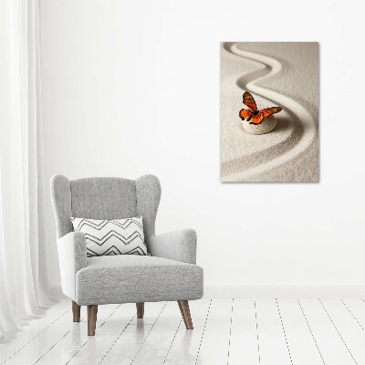 Wall art on glass Zen stone and butterfly