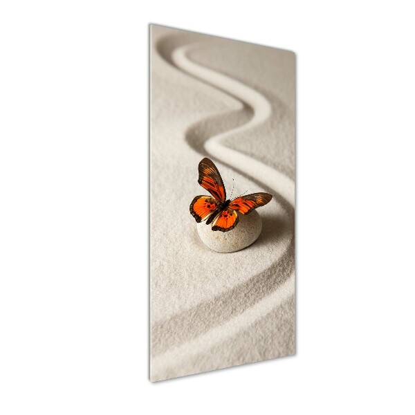 Wall art on glass Zen stone and butterfly