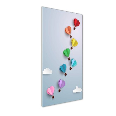 Printed glass wall art Heart balloons