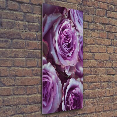 Printed glass wall art Purple roses