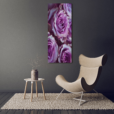 Printed glass wall art Purple roses