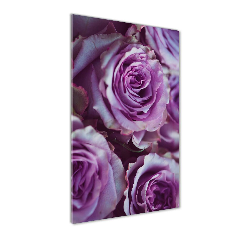 Printed glass wall art Purple roses