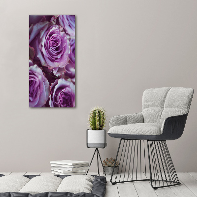 Printed glass wall art Purple roses