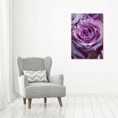 Printed glass wall art Purple roses