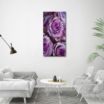 Printed glass wall art Purple roses