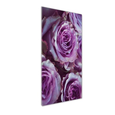 Printed glass wall art Purple roses