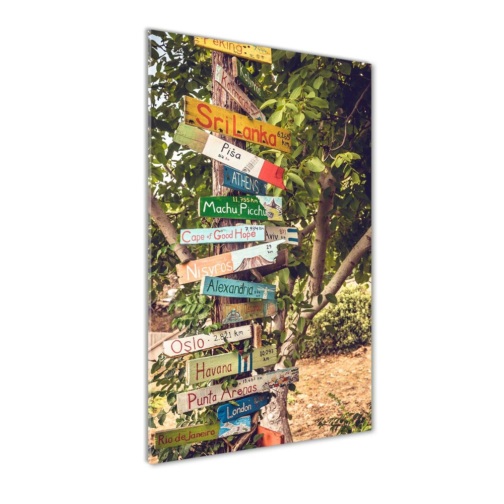 Glass picture wall art Signpost