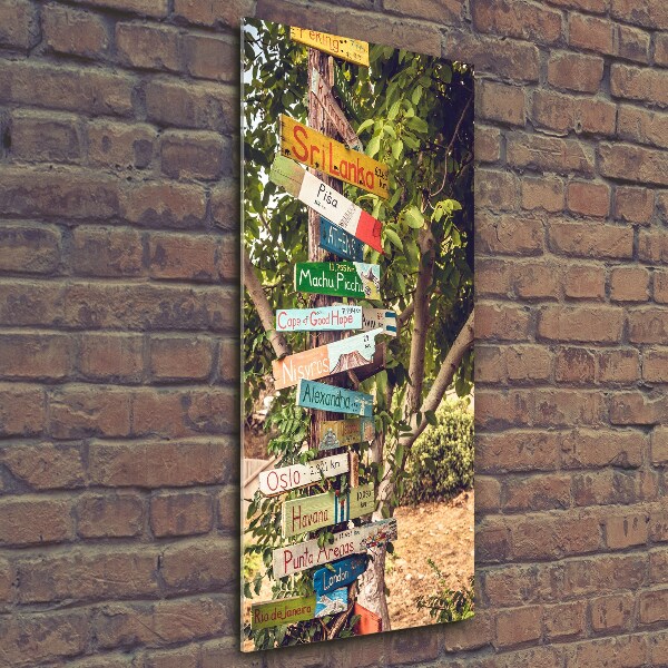 Glass picture wall art Signpost