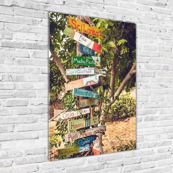 Glass picture wall art Signpost