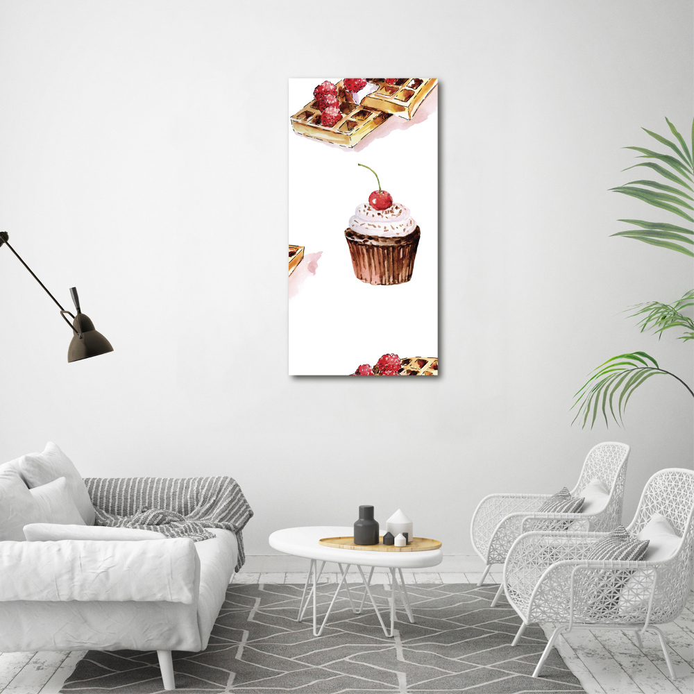 Glass wall art Muffins and waffles