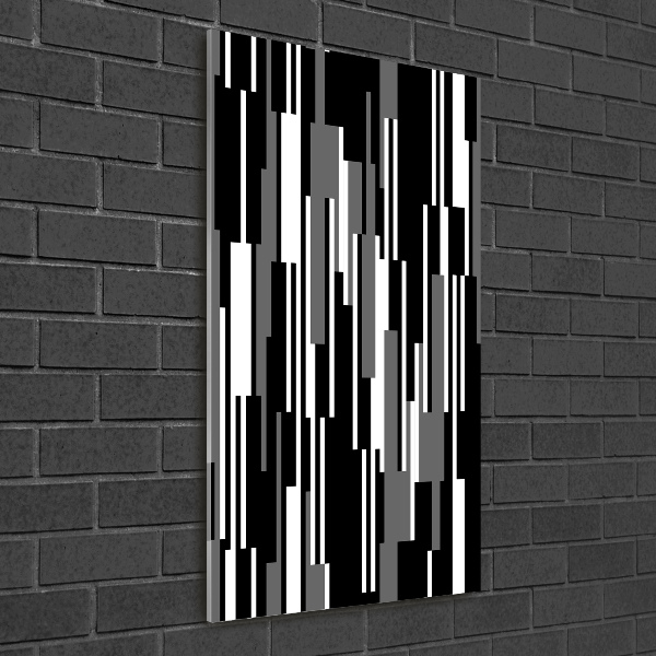 Glass wall art Black and white lines