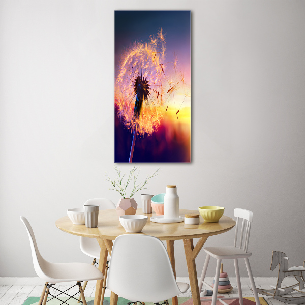 Printed glass wall art Dandelion