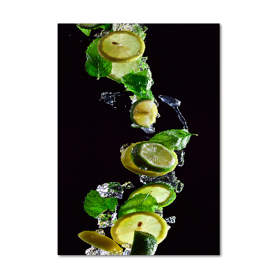 Print on a a glass Lime and lemons